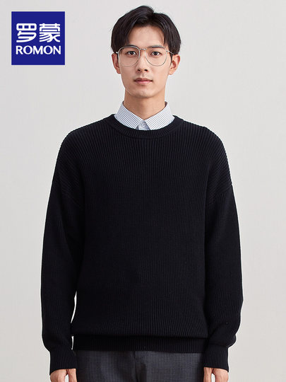 [Прямая скидка]Мужской трикотажный свитер Romon из чистого хлопка, весна 2026, модный повседневный универсальный теплый свитер с круглым вырезом для мужчин