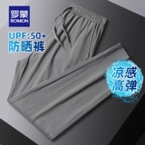 Шелковые летние тонкие штаны для отдыха, защита от солнца, свободный прямой крой, эластичная талия