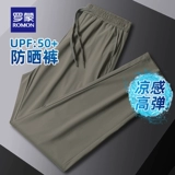 Шелковые летние тонкие штаны для отдыха, защита от солнца, свободный прямой крой, эластичная талия