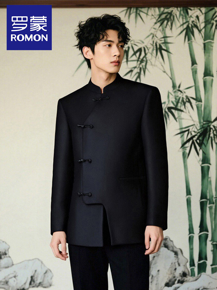 [Moyun]Luo Meng Chinese-Style Suit Set 2025 Autumn and Winter New Groom Wedding Chinese-Style Stand-Up Collar Zhongshan Suit Nx