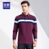 Romon / Romon trung niên áo polo dài tay nam mùa thu màu mới phù hợp với áo thun nam cổ áo giản dị t shirt Polo
