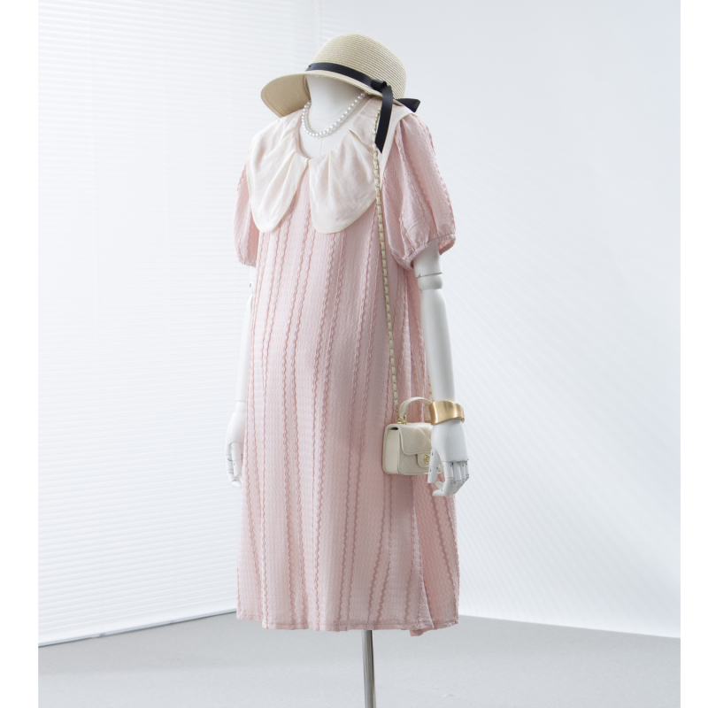 Camo Maternity Wear Pink Dress Summer Korean Style Sweet and Stylish Doll Collar Age-Reducing Plus Size Petite Dress Camo Maternity Wear Pink Dress Summer Korean Style Sweet and Stylish Doll Collar Age-Reducing Plus Size Petite Dress