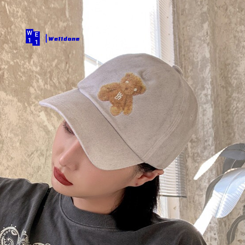 Tested welldone reflective embroidered bear cap female Korean tide brand we11done luminous baseball cap