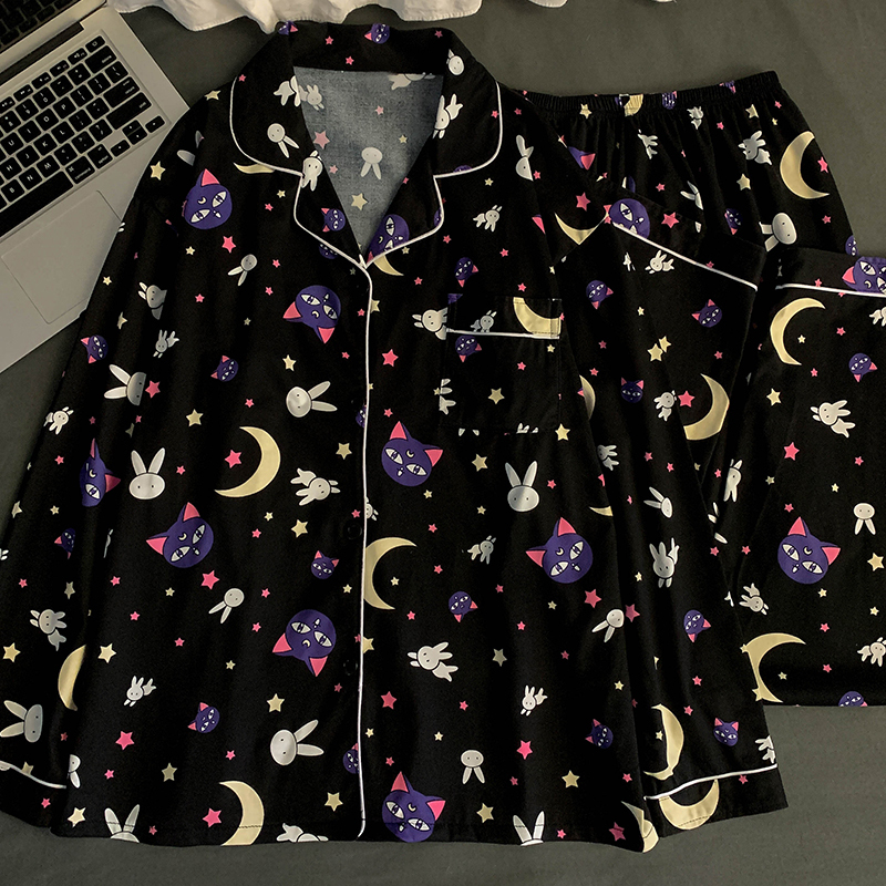Spring and Autumn New Sailor Moon Luna Long Pants Sweet Loungewear Set Student Pajamas Can Be Worn Outside