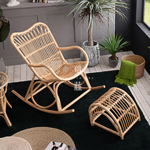 Rattan rocking chair reclining chair balcony home leisure adult real rattan rocking chair nap rattan chair leisure chair