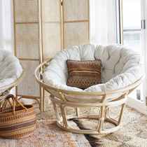 ins real rattan lazy sofa chair papasan recliner balcony chair Indonesia rattan chair sun chair rattan radar chair