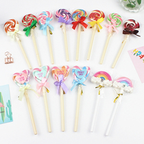 Korean Creative Stationery Gift Cute Lollipop Ball Pen LOVE Rod Candy Ballpoint Pen with Rainbow Pen