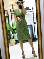 Đầm dự tiệc hè 2019 mới nghỉ ngơi váy nữ khí chất Pháp lãng mạn cổ chữ V túi hông dài phần eo váy voan - Sản phẩm HOT đầm nữ de thương