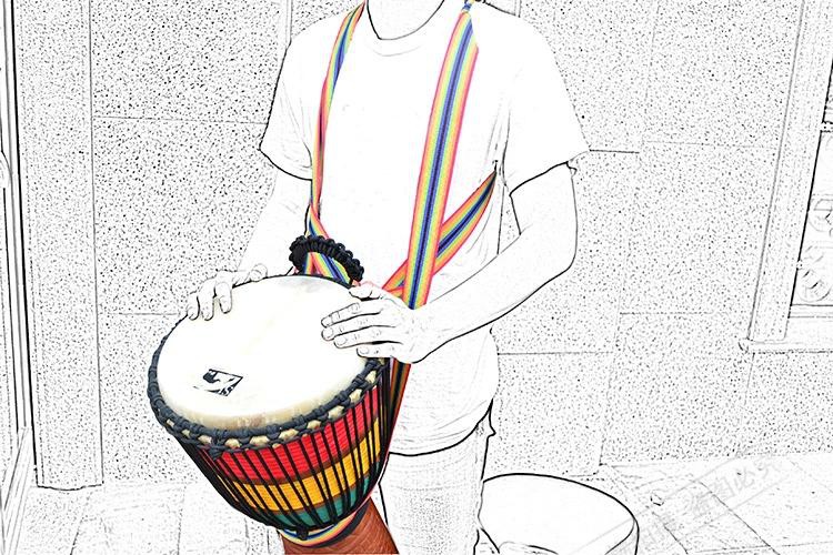 Trống tay trống châu Phi dây đeo vai Lijiang tambourine xách tay tải nhanh trống cầu vồng màu nylon nhạc cụ dây đeo - Phụ kiện nhạc cụ dây đàn