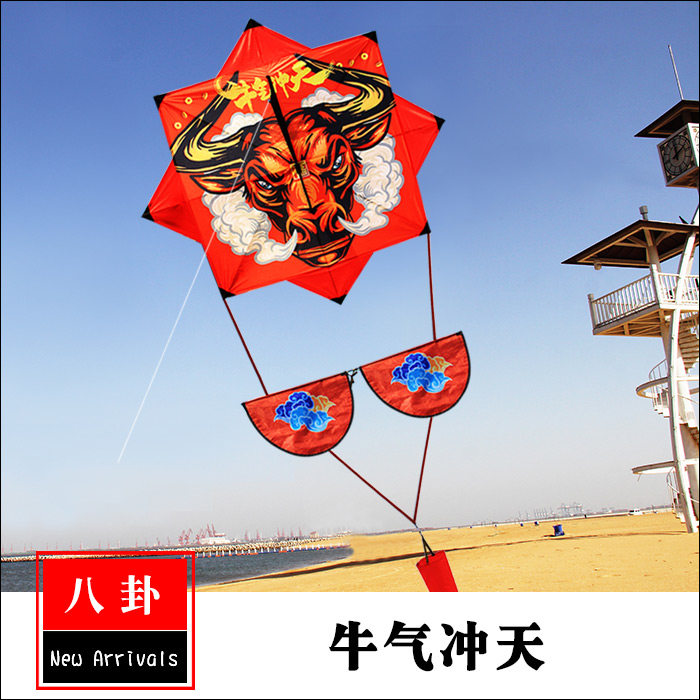 2022 new Weifang Gossip Large adult long tail kite breeze Good flight easy to fly Anti-windy Kevlar wire wheel
