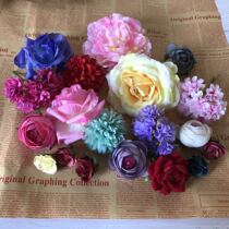 Simulation bouquet chrysanthemum rose peony color flower head flower wedding floral shooting props Garland DIY handmade