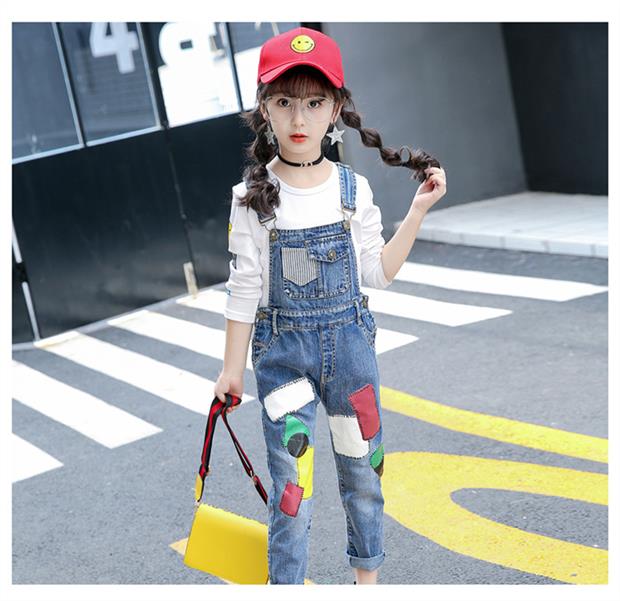 13 cô gái 5 quần yếm denim 6 quần 7 mùa xuân và mùa thu 8 trẻ em 9 trẻ em 10 tuổi cô gái 11 phiên bản Hàn Quốc của nghi phạm 12 quần jean rách trẻ em