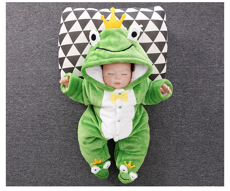 Quần áo cotton cho bé mùa xuân và mùa thu đông nam nữ 0-3-6 tháng tuổi cộng với áo nhung cho bé sơ sinh jumpsuit bé trai cá tính