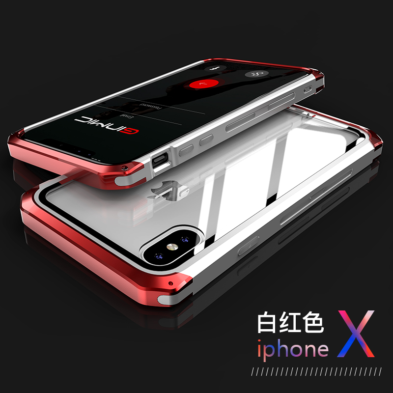 GINMIC Solace Glass Aerospace Aluminum Frame Toughened Glass Case Cover for Apple iPhone X