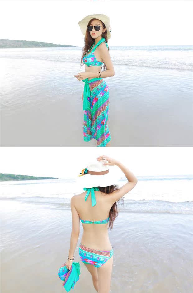 Cặp đôi áo tắm hàn quốc nữ mới khăn choàng bikini bộ ngực lớn bằng thép tấm đã mỏng tụ tập áo tắm mùa xuân nóng bỏng bảo thủ - Vài đồ bơi đồ đôi đi biển nam nữ
