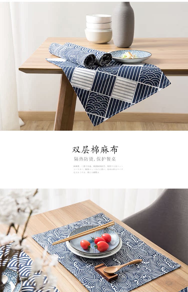 Hai lớp totem placemat nhà bông lanh cách nhiệt pad vải hình chữ nhật chống nóng pad phía tây bảng mat bảng mat