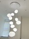 Large Chandelier for Duplex Living Room, Villa with High Ceilings, Long Chandelier for Stairs, Loft Minimalist Cream Style Creative Pebble Lamp