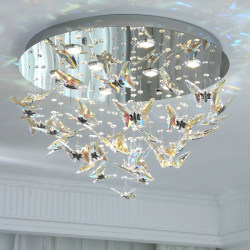 Modern Light Luxury Living Room Crystal Butterfly Chandelier, High-End Creative Bedroom Children's Room Ceiling Lamp, Dining Room Chandelier