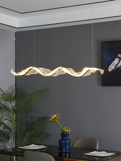 Hotel Front Desk Art Ribbon Chandelier Designer Tea Table Restaurant Cashier Bar Wave-Shaped Acrylic Lamp