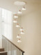 French-Style Cream-Colored Spiral Staircase Long Chandelier Loft Apartment Villa Modern Simple and Elegant Duplex Building Chandelier