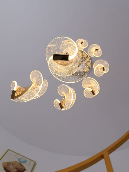 Staircase Long Chandelier Loft Duplex Light Luxury Nordic Simple Creative Villa Living Room Internet-Famous Starry Sky Rotating Twisted Light