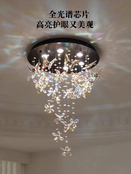 French-Style Light Luxury Butterfly Crystal Chandelier 2026 New Model, High-End, Simple and Elegant, Ceiling Light Fixture for Children's Room and Bedroom