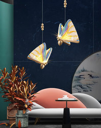 Bedside Small Pendant Light, Modern Minimalist Butterfly Bedroom Dining Room Light, Duplex Spiral Staircase Long Pendant Light, Light Luxury Living Room Light