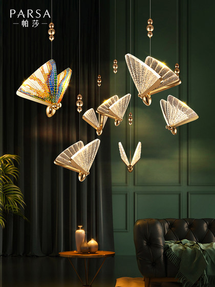 Lighting Fixtures, Light Luxury Nordic Dining Room Lamps, Creative and Unique Butterfly Staircase Bar Counter Bedroom Bedside Small Pendant Lights