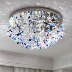 French-Style Light Luxury Master Bedroom Lamp, Crystal Ceiling Lamp, Mid-Century Style, High-End Villa Study Room Eye-Protection Lamp, Balcony Room