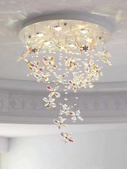 French-Style Light Luxury Butterfly Crystal Chandelier 2026 New Model, High-End, Simple and Elegant, Ceiling Light Fixture for Children's Room and Bedroom