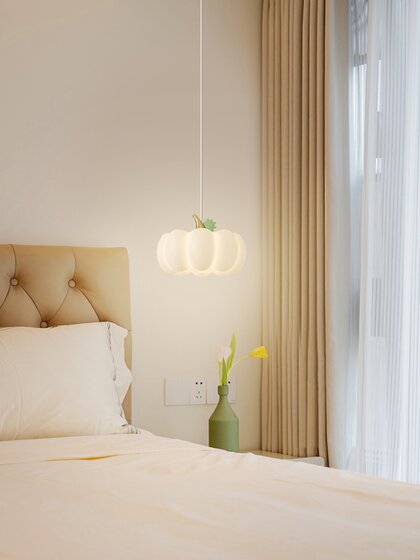 Cream Style Restaurant Chandelier, Simple Modern Nordic Creative Pastoral Pumpkin Chandelier, Warm and Romantic Living Room Dining Table Lamp