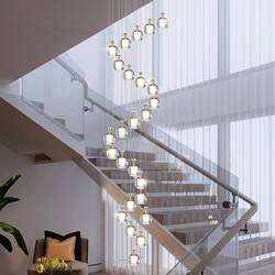 2025 New Staircase Chandelier Loft Apartment Living Room Modern Simple Light Luxury Open-Air Villa Duplex Building Long Chandelier