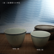 Jingdezhen ceramic Gongfu tea set Republic of China version hand-painted blue and white Xuan pattern double line master tea cup two-cylinder cup three-cylinder