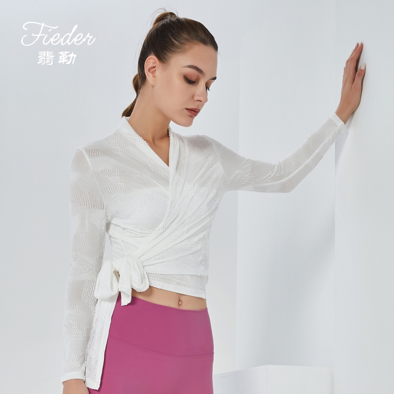 Feile quick-drying air clothes long-sleeved spring new fashion strapping cardigan T-shirt women yoga Pilates clothes women