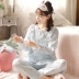 Đồ ngủ phụ nữ mùa thu cotton tinh khiết hoa nhỏ tươi mát mùa xuân và mùa thu bộ đồ cotton và vải lanh dịch vụ tại nhà Hàn Quốc phong cách công chúa ngọt ngào - Cha mẹ và con