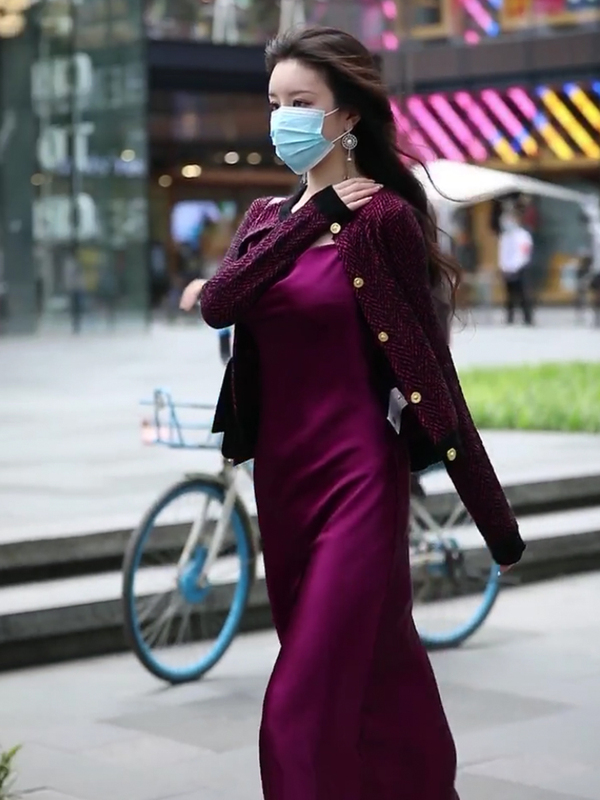 Karfely/Kaifailai Original Designer's Own Collection, Psychedelic Purple Cardigan Sweater, Long-Sleeved, Elegant, Slim-Fit, Short Style