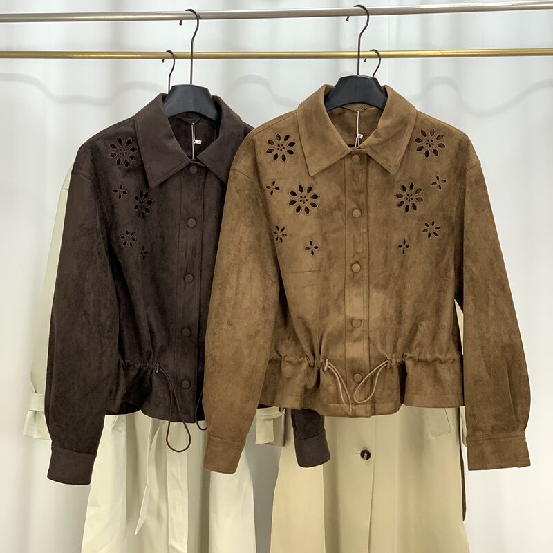 Short Suede Jacket for Women 2026 Autumn New Style Maillard Retro Elegant Casual Waist-Slimming Jacket Top