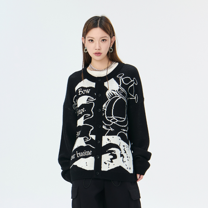 Fun Mall Same Style Fun X Garfield Joint Brand Casual Sweater Jacket Fgy243A0B Fun Mall Same Style Fun X Garfield Joint Brand Casual Sweater Jacket Fgy243A0B