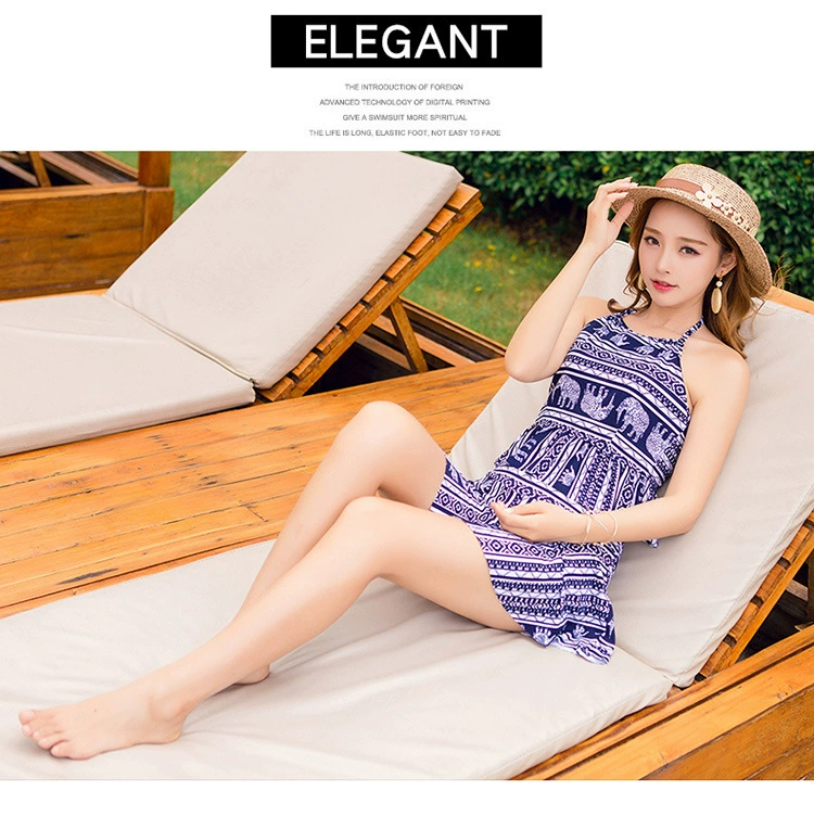 Áo tắm váy ba mảnh bảo thủ chia đôi bikini bikini gió quốc gia suối nước nóng cỡ lớn áo tắm mỏng