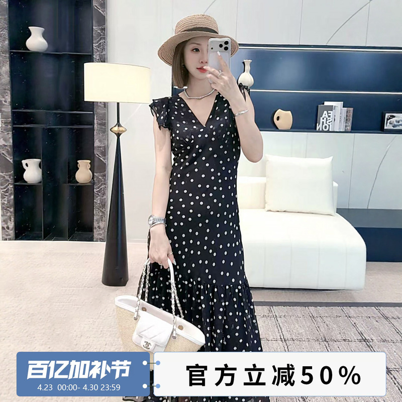 Xivi【Night Dance White Beads】2026 Summer New Fashionable and Elegant Designer Polka Dot Dress M3185