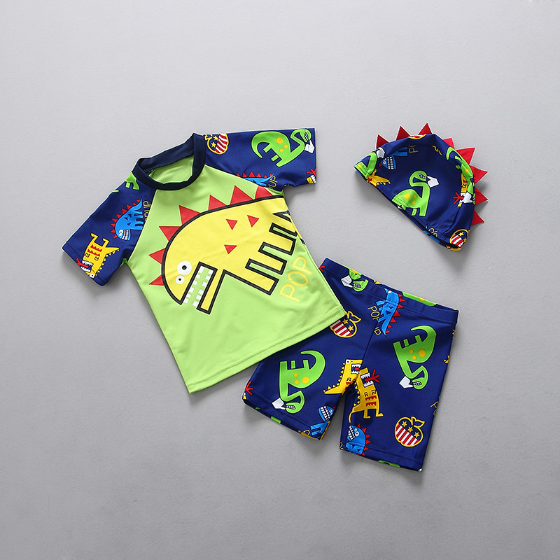 Swimsuit boy Korean children boy cartoon two-piece sunscreen children's baby hot spring bathing suit three-piece set