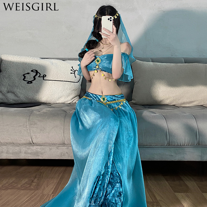 Sexy Goddess Cosplay Aladdin Cleopatra Costume Indian Dancer Exotic Style Dunhuang Western Region Dancer Outfit