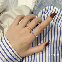 LACELIPS titanium steel does not fade food finger ring temperament fashion two-piece zircon ring fashion wild ring