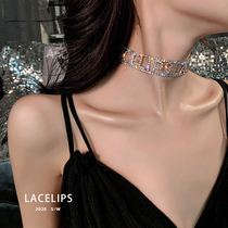 LACELIPS sexy letter choker Net red rhinestone short necklace choker collar Korean neck chain female