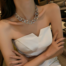 European and American exaggerated Diamond luxury neck chain chocker choker female neck jewelry neck strap Korean short necklace