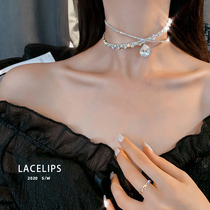 LACELIPS Premium Luxury Super Flash rhinestone neck chain necklace Net red chocker choker female headgear dual use