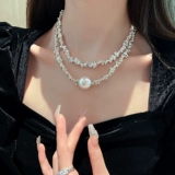 Сексуальное ожерелье из жемчуга, небольшая дизайнерская цепочка до ключиц, осеннее, тренд сезона
