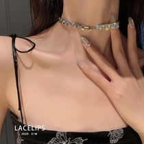 LACELIPS trendy people out of the street chain flash Diamond splicing design sense fashion personality choker collar Net red necklace