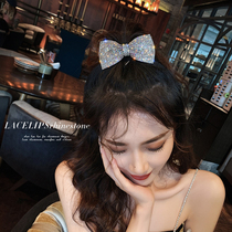 Bow hairclip 2021 new summer new Korean Net red rhinestone hairpin one-word clip overhead headgear
