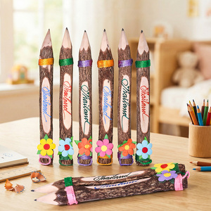 Thai Specialty Gifts and Crafts, Pencils for Elementary School Students, Branch Pens, Creative Pencils, Colored Wooden P